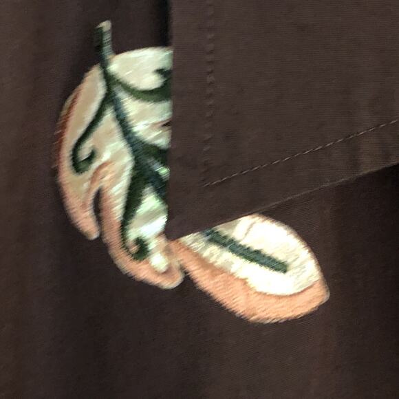 Blouse Tank Set Womens XL Las Olas Brown Ivory Fall Leaves Earth Tones Boho - Picture 7 of 16